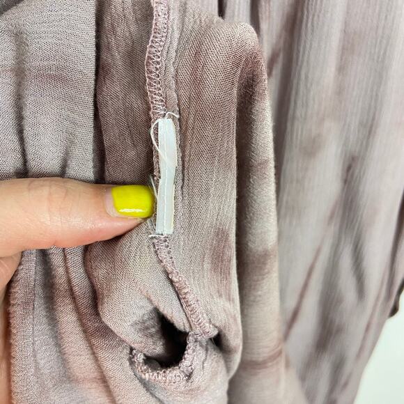 Black Swan‎ Shirt Dress Size S Mauve Tie Dye Crinkle Gauze Pockets Mini - Picture 8 of 9